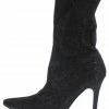 SPRINGLAND Boots Selma01 Black Sparkle Pointed Toe Stiletto Boot