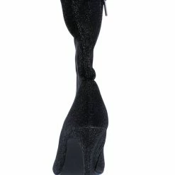 SPRINGLAND Boots Selma01 Black Sparkle Pointed Toe Stiletto Boot