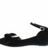 JP Series30s Black Velvet Bow Ankle Strap Dorsay Ballet Flat