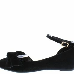 JP Series30s Black Velvet Bow Ankle Strap Dorsay Ballet Flat