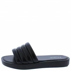 JP Sidekick06 Black Quilted Open Toe Slide Sandal