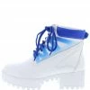 CAPE ROBBIN Singer White Front Panel Lace Up Combat Boot Boots