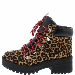 QUPID Boots Skyscraper02x Camel Leopard Suede Pu Hiking Boot