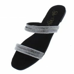 MACHI Soraya Black Embellished Multi Strap Flat Slide Sandal