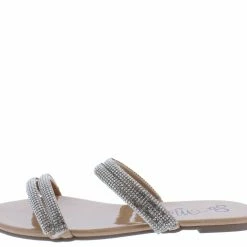 MACHI Soraya Nude Patent Embellished Multi Strap Flat Slide Sandal What's New