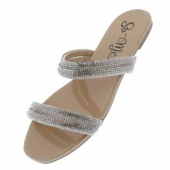 MACHI Soraya Nude Patent Embellished Multi Strap Flat Slide Sandal What's New