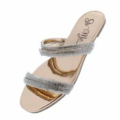 MACHI What's New Soraya Rose Gold Embellished Multi Strap Flat Slide Sandal
