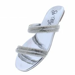 MACHI Soraya Silver Embellished Multi Strap Flat Slide Sandal What's New