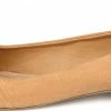 QUPID Ballet Flats Sparks05 Toffee Almond Toe Single Gold Loop Ballet Flat