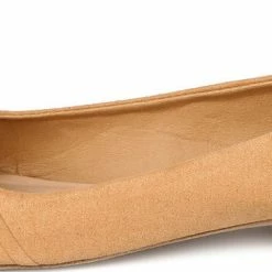 QUPID Ballet Flats Sparks05 Toffee Almond Toe Single Gold Loop Ballet Flat