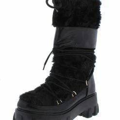 Lemonade Boots Studio Black Faux Fur Lace Up Snow Boot