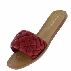 JP Sunbathe78 Red Woven Open Toe Flat Slide Sandal