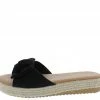 JP Superb35 Black Bow Open Toe Espadrille Slide Wedge
