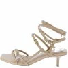 OIL J Taren Nude Pu Strappy Open Toe Ankle Wrap Kitten Heel