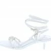 OIL J Taren White Pu Strappy Open Toe Ankle Wrap Kitten Heel What's New