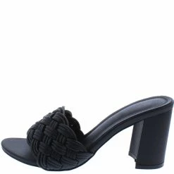 In Touch Alice299 Black Pu Woven Open Toe Mule Slide Heel