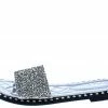 Legend Tia19 Silver Embellished Open Toe Flat Slide Sandal