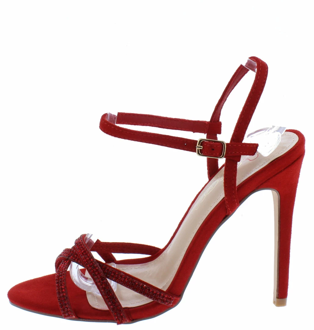 Elegant Tobi51 Red Sparkle Strappy Open Toe Ankle Strap Heel 3 Elegant Tobi51 Red Sparkle Strappy Open Toe Ankle Strap Heel
