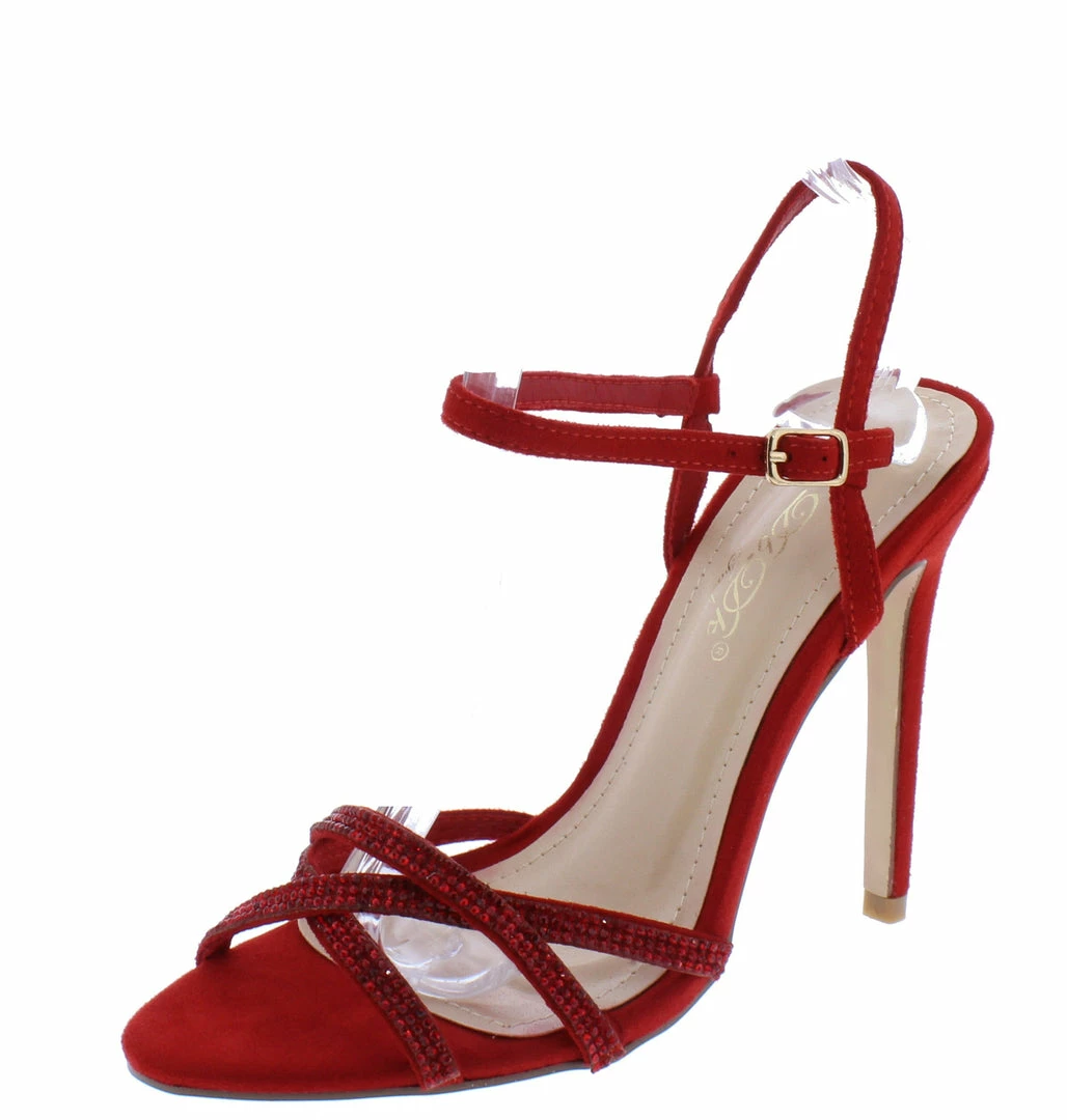 Elegant Tobi51 Red Sparkle Strappy Open Toe Ankle Strap Heel 4 Elegant Tobi51 Red Sparkle Strappy Open Toe Ankle Strap Heel