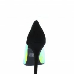 ELEGANCE What's New Trisha1 Black Pointed Te Iridescent Lucite Stiletto Pump Heel