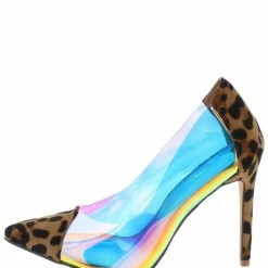 ELEGANCE Trisha1 Leopard Pointed Te Iridescent Lucite Stiletto Pump Heel What's New