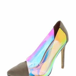 ELEGANCE Trisha1 Taupe Pointed Te Iridescent Lucite Stiletto Pump Heel What's New