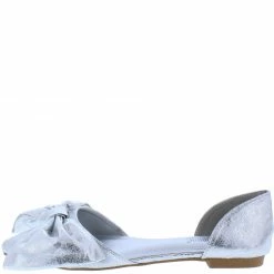 CAPE ROBBIN Twit Silver Bow Pointed Toe Dorsay Flat Sandal What's New