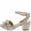 In Touch Venus5 Nude Suede Dual Knotted Open Toe Short Block Heel