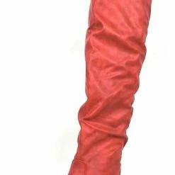 TWIN TIGER Vickie Hi Red Pu Over The Knee Flat Boot
