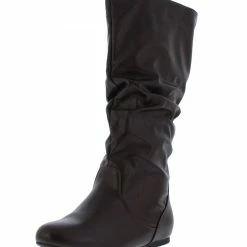 Nature Breeze Vickiekh Brown Pu Pull On Knee High Boot Boots