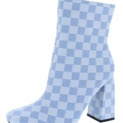 CAPE ROBBIN Toni075 Light Blue Square Toe Block Heel Ankle Boot What's New