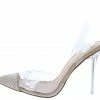 Mata Wedding Bell Taupe Embellished Pointed Toe Lucite Heel