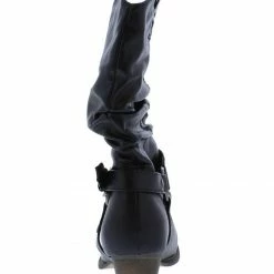 REFRESH Wild02 Black Ring Strap Pull On Cowboy Boot