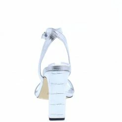 JP What's New Witcher01 Silver Crocodile Open Toe Cross Back Ankle Strap Heel