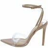 OIL J Yummy Camel Lucite Open Toe Ankle Strap Stiletto Heel What's New