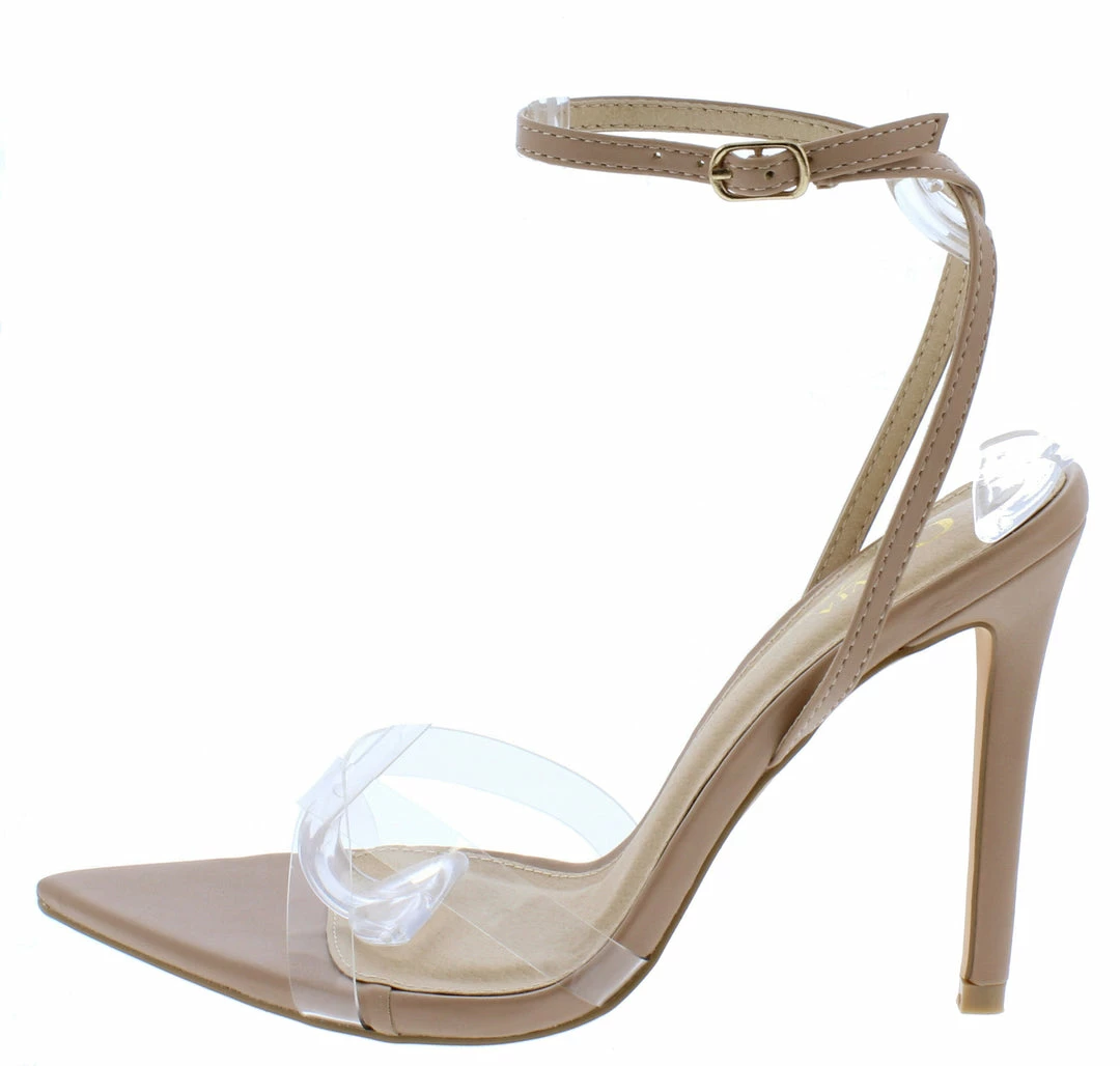 OIL J Yummy Camel Lucite Open Toe Ankle Strap Stiletto Heel What's New 3 OIL J Yummy Camel Lucite Open Toe Ankle Strap Stiletto Heel What's New