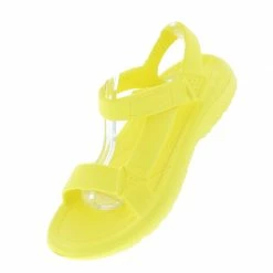 CAPE ROBBIN Zire Yellow Velcro Strappy Open Toe Flat Sandal